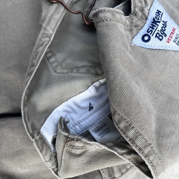 OshKosh B'Gosh Overalls Moose Embroidery Boys Toddler Vestbak Brown Snaps Sz 6mo - Picture 3 of 4